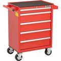 Global Industrial Roller Cabinet, 5 Drawer, Red, Steel, 18-1/8 in D x 37-13/16 in H 535361